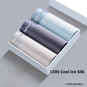 MiiOW | Ice Silk Mens Underwear Breathable Antibacterial Sports Briefs Seamless Youth Mid Waist Flat Angle Panties For Young Men