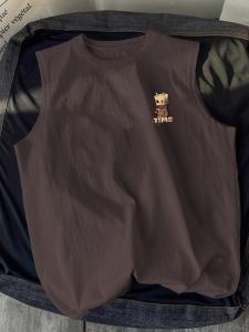 Áo Thun Cotton Không Tay Dáng Rộng Mùa Hè Cho Nam Áo Thun Thường Ngày Thời Trang Phong Cách Hồng Kông Thương Hiệu INS Áo Vest Hở Vai