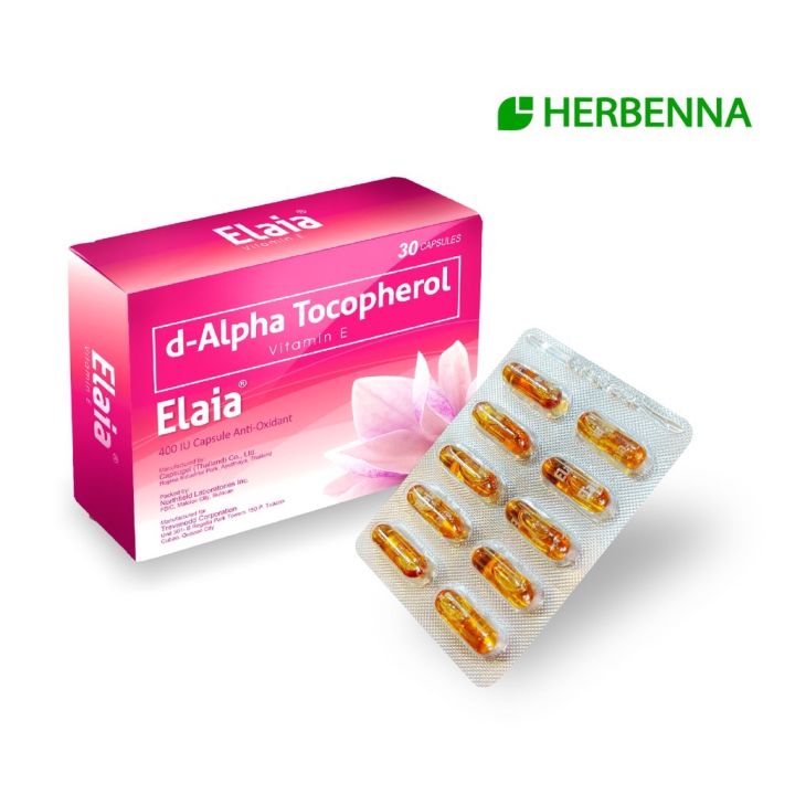 Elaia Vitamin E D-Alpha Tocopherol (30 Capsules) | Herbenna | Lazada PH