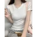 Shenzhen Trendy Meiyi Clothing Co., Ltd. Shoulder Short Sleeve T-Shirt Female Summer New Bows round Neck Fashion. 