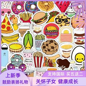 100-Piece Set Cute Cartoon Food Drink Snack Stickers for Student Homework Notebook Decoration Reward Children Educational Supplies