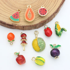 จี้ติดหูแบบ DIY รูปผลไม้ 3 มิติ สไตล์เรียบง่าย เครื่องประดับแฟชั่น เครื่องประดับสร้อยคอ เครื่องประดับต่างหู เครื่องประดับโลหะผสม