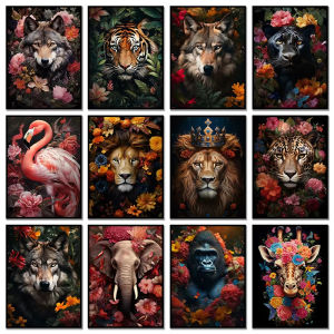 Nordic Animal Floral Jigsaw Puzzle 1000Pieces Paper Puzzle Abstract Wildlife Art Relaxing Game Home Decor Gift
