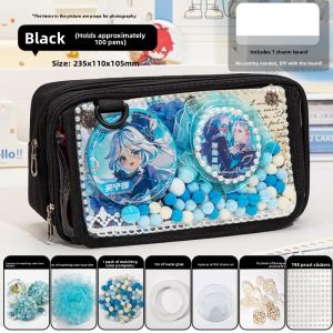 MONLEYTA | High Capacity Simple High Aesthetic Value Student Stationery Box Elementary School Girls Middle School Girls Transparent Layer Hidden Pain Pencil Case