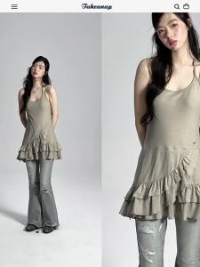 NAPSNAPS | Đầm Camisole Len Thêu Ren Độc Đáo