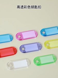 50/100Pcs Plastic Key Tags Clear Keychain ID Name Label Colorful Plastic Keychain Pendant Key Labels with Ring Home Office Organiza Tool
