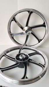 ล้อแม็ก WAVE125Sเวฟ125S(หัวเถิก)WAVE125i ไฟเลี้ยวบังลม ปี 2007 จานดิส 4รู สีดำปัดเงา ขายเป็นคู่