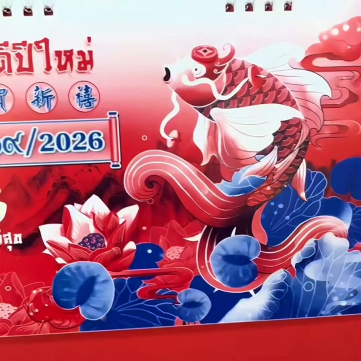 ปฏิทินตั้งโต๊ะ 2569 Calendar 2026 ขนาด7x8 ปฏิทินจีนบอกวันพระวันหยุด มีใบ้เลข ปีสมพงษ์ ฤกษ์มงคล