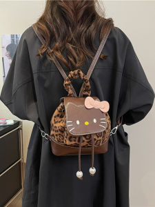 Chic Commuter Style Leopard Print Casual Lightweight Ladies Backpack Handbag Commute Daily Use Soft Shoulder Bag by He Guo