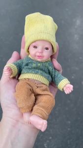 AnjoDoll Lovely 6 Inch Palm Newborn Babies Full Body Silicone Boys Reborn Dolls Bebe Reborn Corpo De Silicone Inteiro
