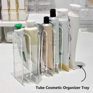 1pc Plastic Transparent 7-Slot Cosmetic Organizer Multi-Functional Makeup Holder Home Office Bathroom Dressing Table Sorting Box