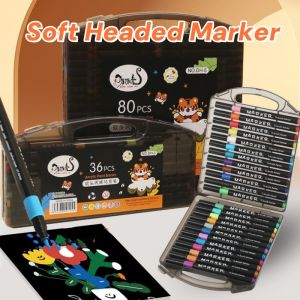 12/24/36 Colors Acrylic Marker Set Brush Pen Soft Head Markers Calligraphy Pen Set Art Supplies
