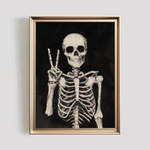 Simple Skull Posters Vintage Kraft Paper Prints Nostalgia Wall Sticker Home Decoration Bedroom Painting Fashion Bedroom Painting