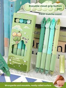 MONLEYTA | Heat Erasable Neutral Pen Tea Color Magic Erase Hand Protection School Supplies Black Crystal Blue Ink Ballpoint Pen For Students