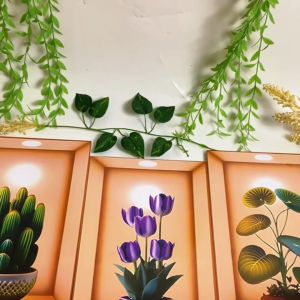 RUNABEE HIASAN DINDING 20X30CM  DEKORATIF ABSTRAK WALL ART BUNGA FLOWER POSTER PAJANGAN KAYU