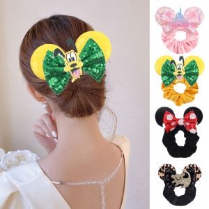 Disney Ears Hair Scrunchies Velvet Hairbands For Girls Sequins Bows Headband Women Trip DIY Accessories Minnie Mouse Party Decor