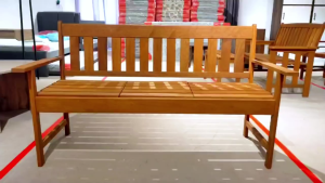 BANGKU KERUSI DENGAN MEJA TENGAH LIPAT SERBAGUNA KAYU MERANTI | BANGKU TAMAN | (YK-341 OCCASIONAL BENCH OUTDOOR)