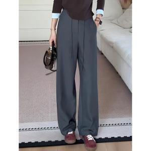 Fall Fashion Versatile Comfortable Slimming Tencel Acetate Belted Patchwork Wide Leg Pants Casual Trousers for plus Size Women