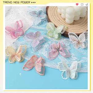 10/20pcs Double Layer Mesh Lace Butterfly Patches Appliques For Bridal Wedding Clothes Sewing Supplies DIY Hair Clip Accessories