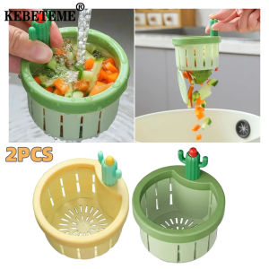 KEBETEME 2PCS Cactus Kitchen Sink Strainer Kitchen Sink Wash Basin Filter Drain Basket Sewer Leftovers Food Collector Filter
