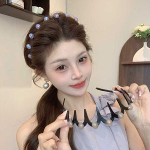 Pearl Wave Headband Female New Arrival Face Wash without Clamping Head Fluffy Texture Toothed Comb Non-Slip Headband Fancy Hairpin