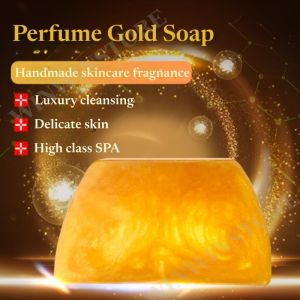 Gold Anti-Mite Cleansing Soap 100g - Oil Control & Brightening Face & Body Bar | Travel-Size with Free Bubble Net (Deep Pore Purifying + Moisturizing)