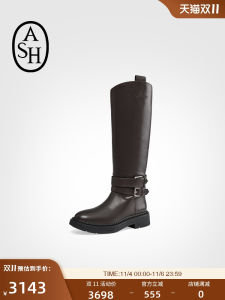 ASH Womens round Toe High Heel Boots Leather Upgraded Chunky Heel Ankle High Fashion Boots for Autumn Winter Season