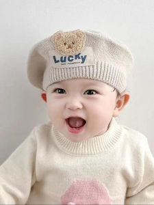Mũ Trùm Đầu Len Dễ Thương Cho Bé Trai Và Bé Gái Mũ Trùm Đầu Hình Gấu Mũ Trùm Đầu Beret Phong Cách Hàn Quốc Mùa Thu Đông Cho Trẻ Sơ Sinh