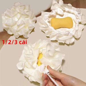 Khăn Tắm Bông Tắm 2 Trong 1 Chất Liệu Lưới Mềm Mại Tẩy Tế Bào Chết Có Dây Rút Dùng Để Đựng Xà Phòng Chăm Sóc Da Dụng Cụ Tắm