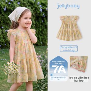 Jelly Baby | Đầm Bé Gái Thoáng Khí Hoa Văn Phong Cách Công Chúa Cotton