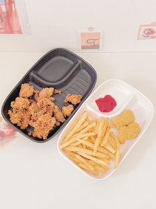 Creative Ceramic Dumpling Plate with Vinegar Dish Rectangular Sushi Snack Plate Korean Style All Purpose Home Use Dishware