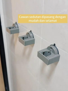 MEIDOO Bathroom Mop Clip Gray Broom Mop Holder ABS Suction Cup Mount