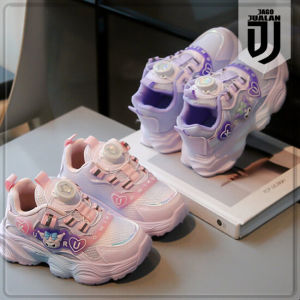 Sepatu Sneakers KUROMI Anak LED Fashion Tali Rotasi / Sepatu Anak Balita Perempuan Tali Putar Motif Kartun Lucu / Sepatu Running Anak Cewek Motif LED Menyala / Sepatu Kets Anak Wanita Cantik Modis / Sepatu Anak Sekolah Casual Keren Sporty