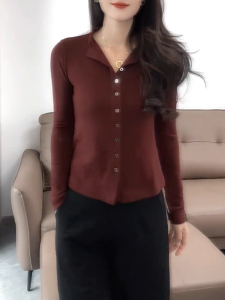 QINGNAER | Retro Slim Fit Long Sleeve Blouse Oversized
