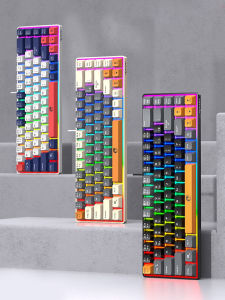 คีย์บอร์ดเกมมิ่งแบบมีสายสามชิ้น ไฟแบ็คไลท์สีรุ้ง ฟังก์ชั่นมัลติมีเดีย ความรู้สึกทางกล เหมาะสําหรับสํานักงานและเล่นเกม