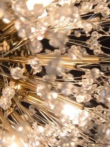 LED Modern Crystal Gold Chandeliers Firework Dandelion Sputnik Chandelier Light Fixture Pendant Lighting Chrome Stainless Steel Ceiling Light Fixture for Dining Living Room Bedroom Kitchen(Bulb not included)