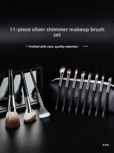 Lades | LADES Silver Sparkle 11 Piece Makeup Brush Set Soft Bristle Cosmetic Tools Eye Shadow Nose Shadow Dot Color Brush Set