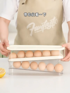 2 Lay Automatic Scrolling Egg Rack Slide-type Egg Storage Box Durable Stackable Tray Egg Organizer