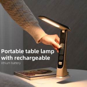 WILIT LED Desk Lamp Time Display Rechargeable Night Light Folding Eye ProtectionReading Tabletop Light For Office Student Gifts