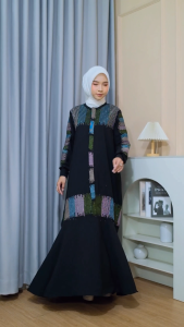 Gamis Yolla - Dress Abaya Muslim / Bahan Sabrina Anti UV / Variasi Border Mix Payet