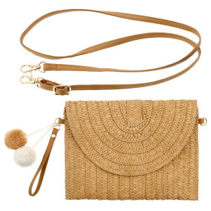 Woven Straw Shoulder Bag Handmade Beach Woven Storage Bag Multi Functional Fashionable Minimalist Womens Diagonal Envelope Bag