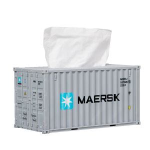 Innovative One Maersk Shipping Container Tissue Box Creative Paper Towel Holder Office Decorative 3D Embedded ABS PP