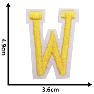 1-26Pcs Yellow English Letter Embroidery Patches Clothing Thermoadhesive Patches Iron On Patches On Clothes Badge Repair Holes