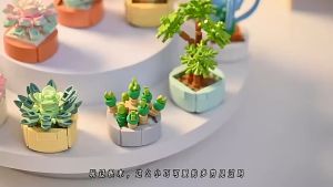 Mainan blok dekorasi pot kaktus miniatur brick potted cactus building block SCB0104 series B