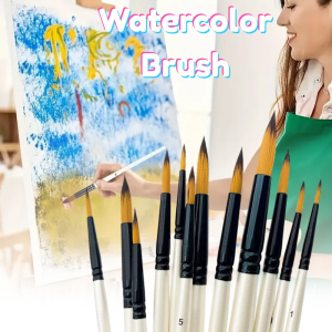 12Pcs Professional Paint Brush Set with Round Pointed Tips Nylon Hair Bristles for AcrylicWatercolorand Oil Painting