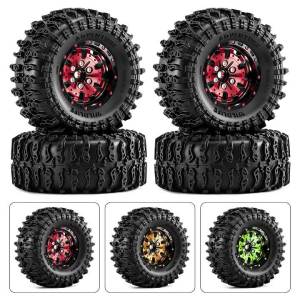 RCMMTING 4pcs 1.3 (64mm) Crawler Tire & Beadlock Wheel Set for 1/18 1/24 RC Crawler Car TRX4M Axial SCX24 AX24 Upgrade Parts