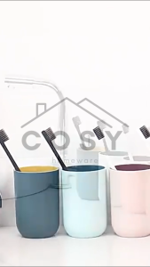 COSY Gelas Tempat Sikat Gigi dan Kumur 2 Warna Cangkir Minum Wadah Odol Plastik Serbaguna Cangkir Pasta Sikat Gigi Kamar Mandi