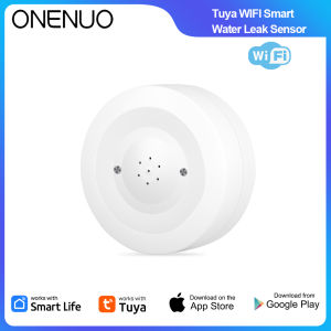 ONENUO WiFi Tuya Water Leak Sensor Flood Leakage Detector IP55 Waterproof with Sound Alarm 80dB Remote Monitor for Home Security