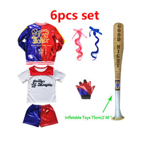 6pcs/set Suicide Squad Harley Quinn Costume Cosplay Halloween Party Dress for kids