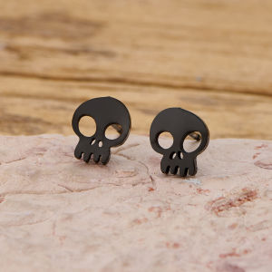 1 Pair Cute Cartoon Ghost Stud Earrings For Women Stainless Steel Ear Piercing Black Color Earrings Funny Halloween Gift